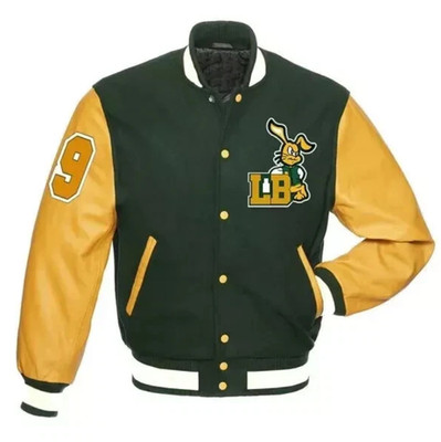 Ego Trippin Snoop Dogg Green and Yellow Letterman Varsity Jacket