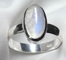 Ring 925 Silber Gr. 18,4 (58) ovaler Mondstein mit schönem Blauschimmer UNIKAT