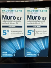 2 Bausch & Lomb Muro 128 Ointment 5% Temporary Relief Sterile 1/8 oz. 01/2027