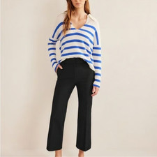 Boden Womens Trousers Bi-Stretch Crop Flare UK 10R US 6 Black R0249 BLK NWT