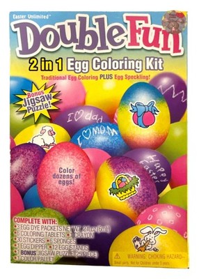 Easter Unlimited DOUBLE FUN 2-In-1 Egg Decorating Kit Stickers + Jigsaw Puzzle +
