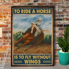Girl Riding Horse To Ride A Horse Is To Fly Without Wings Vertical Paper Post...