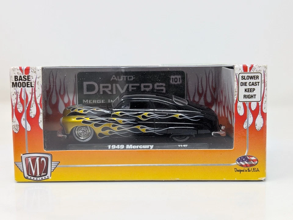 1/64 M2 Drivers 1949 Mercury 11-07 Black w Flames Release 12 Sealed NIP Castline - Image 3 of 4