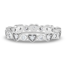 925 Sterling Silver Clear Cubic Zirconia Heart Ring Band for Little Girls SZ 3