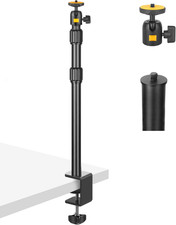Camera Desk Mount Table Stand with Ball Head, Adjustable Light Stand with 1/4" S