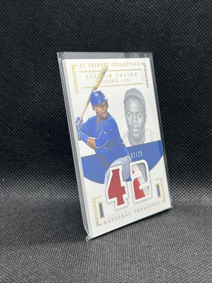 Camiseta deportiva 2016 Panini National Treasures 42 Tribute Starlin Castro #07/25 Robinson Foto 2 de 4