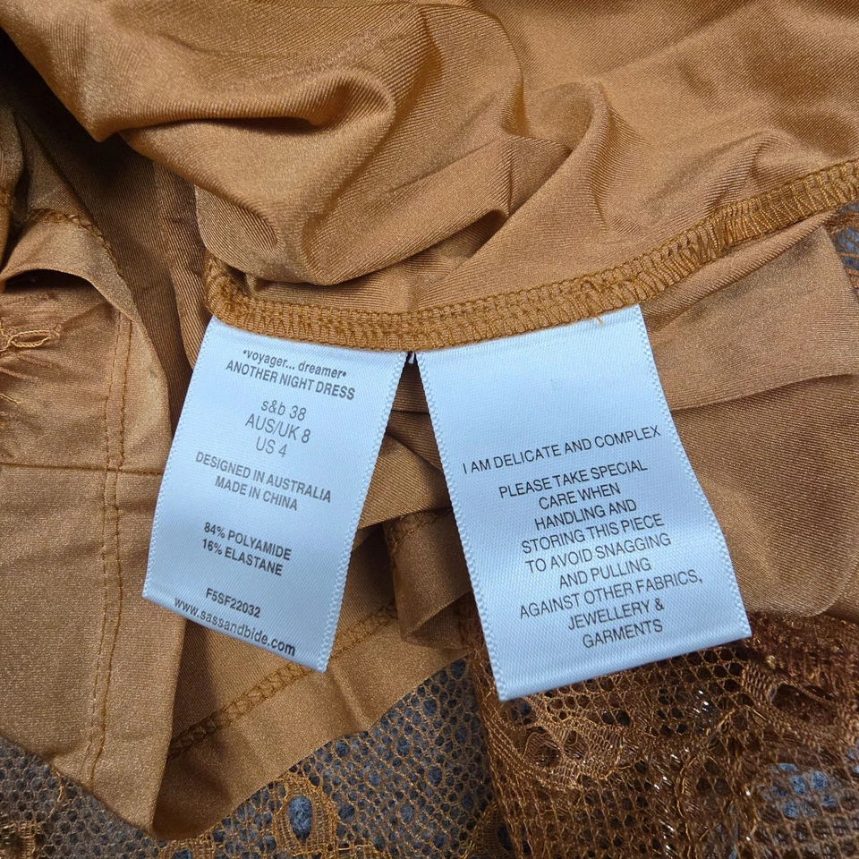 Vestido Sass & Bide Mujer 8 Marrón Encaje Otra Noche Manga Larga Informal Talla 8 Foto 4 de 4