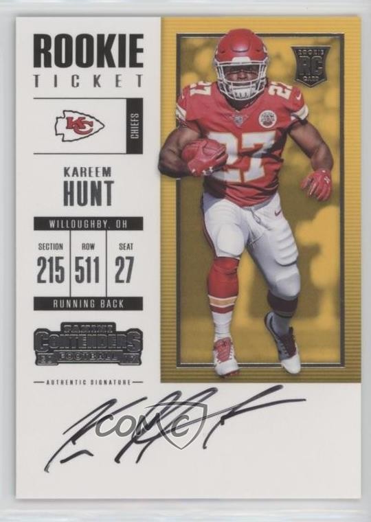 2017 Panini Contenders Rookie Ticket RPS Kareem Hunt #317 Rookie Auto RC