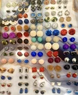 70 Pairs Vintage Clip On Earrings Lot Unbranded Costume Jewelry Colorful Mixed