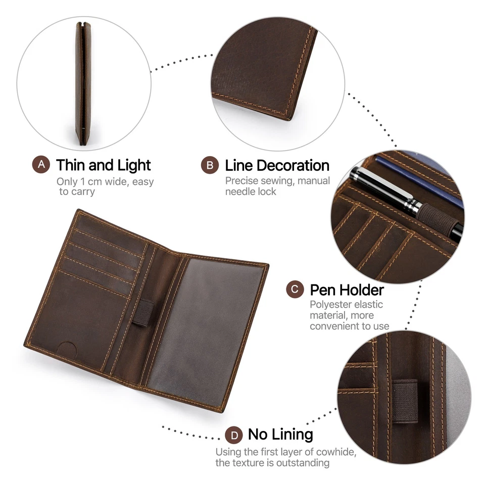 Real Leather Passport Holder Cover Travel Wallet For Men & Women RFID Blocking - Image 4 of 4