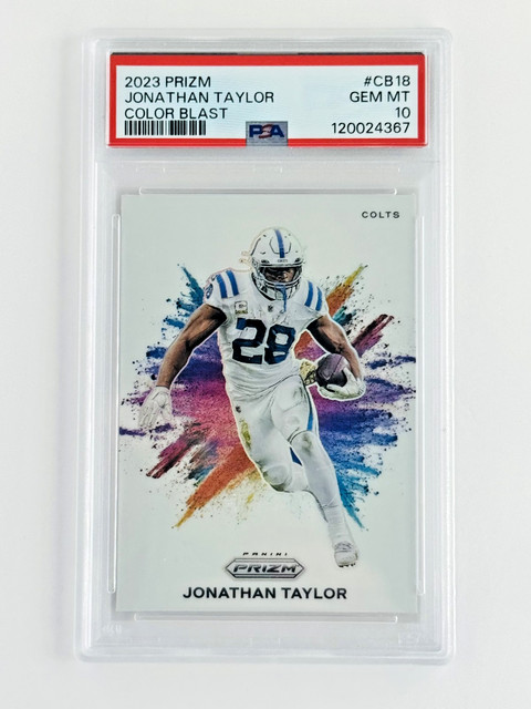 2023 Prizm Jonathan Taylor Color Blast PSA 10 GEM MINT SSP Colts Grail Insert