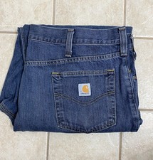 Carhartt 101483-968 Relaxed Fit 42 x 32 Mens Jeans Blue Cotton Denim 1