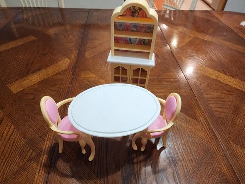 Barbie Dining Set - Vintage 1996 - Table, Chairs, Cabinet