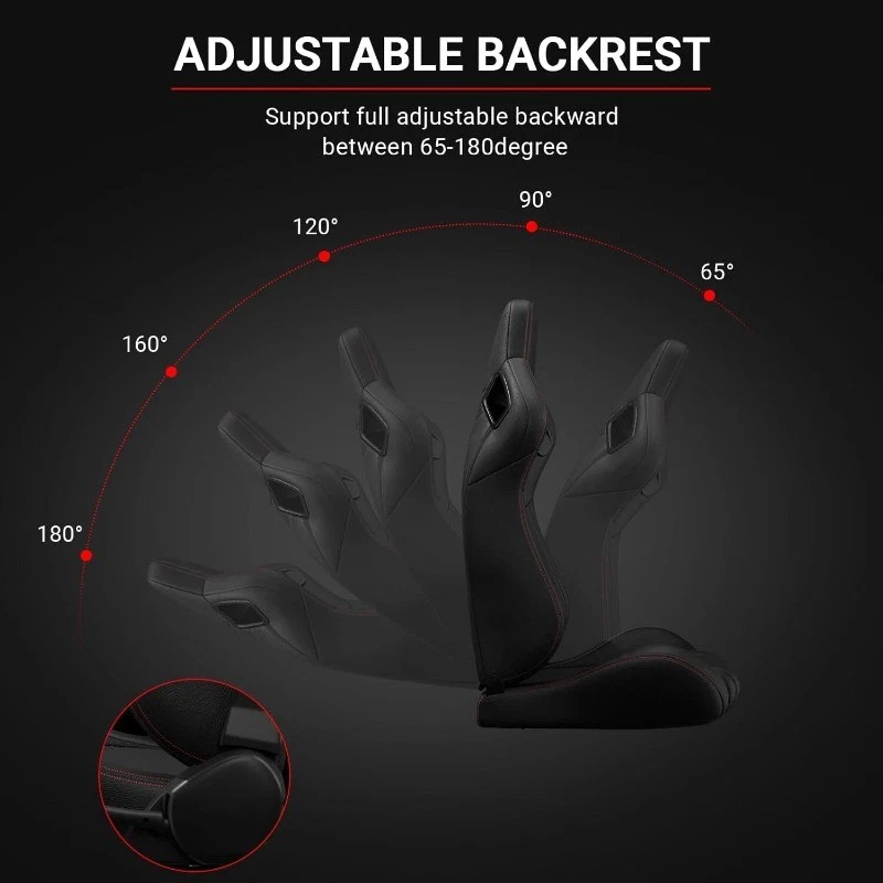 2x Asientos de carreras con canastilla universales ajustables reclinables con doble deslizador para Acura Foto 3 de 4