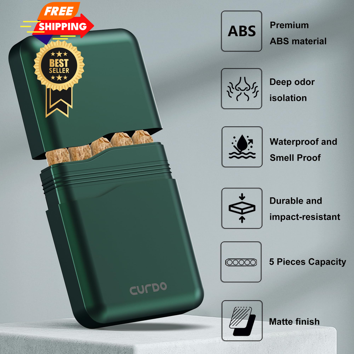 Smell Proof Joint Holder Case for 5 Pre-Rolls, Waterproof Triple