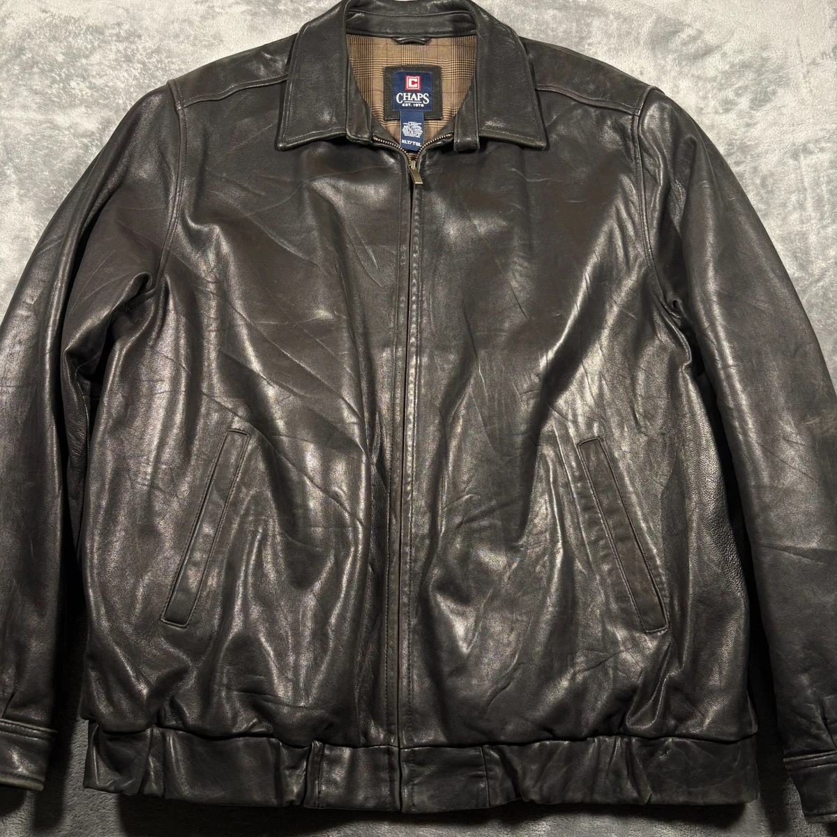 Chaps Black Leather Outer Shell Coats, Jackets & Vests for Men for