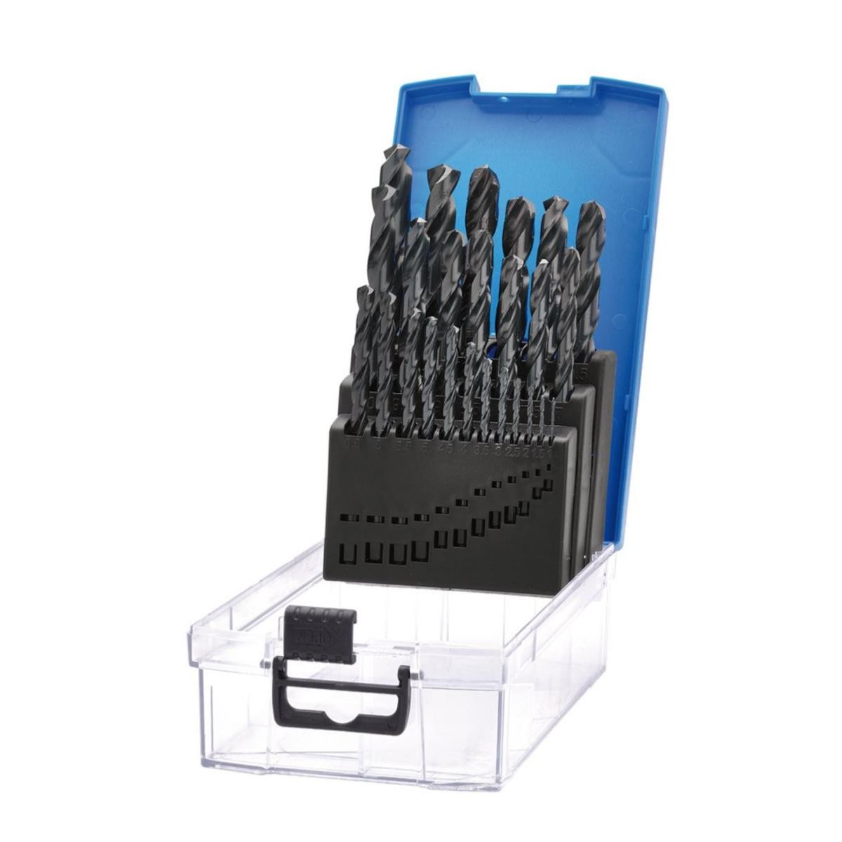 Forets métaux HSS en coffret de 25 pièces de 1 à 13 mm pour perçage précis de l'acier