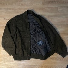 VINTAGE BURBERRY Bomber Jacket winter coat WOOL mohair LINED Men's BROWN size L