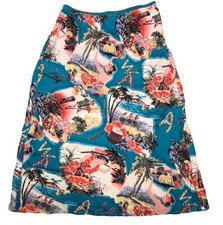 Wanted Clothing Company Skirt M Blue Hawaiian Aloha Retro Beach Surf Vintage 80s