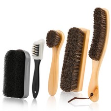 5pcs Horsehair Shoe Brush Premium Shoe Polish Brush, Horsehair Felt Hat Brush...