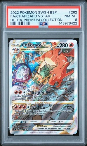 2022 POKEMON SWSH BLACK STAR PROMO #262 FULL ART/CHARIZARD VSTAR PSA 8
