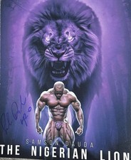 SAMSON DAUDA SIGNED 11X14 PHOTO IFBB BODYBUILDER MR OLYMPIA THE NIGERIAN LION E