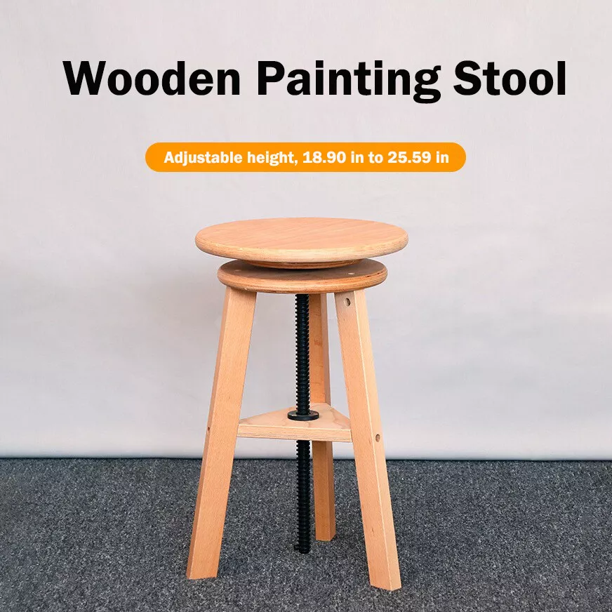 Wooden Painting Stool Adjustable Height Artist Drafting Stool Bar