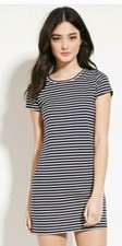 FOREVER 21 NAVY/CREAM STRIPED MINI DRESS  size (medium) new with tags