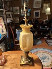 Fenton BEAUTIFUL Butterscotch Coin Dot Opalescent Vase  Lamp!