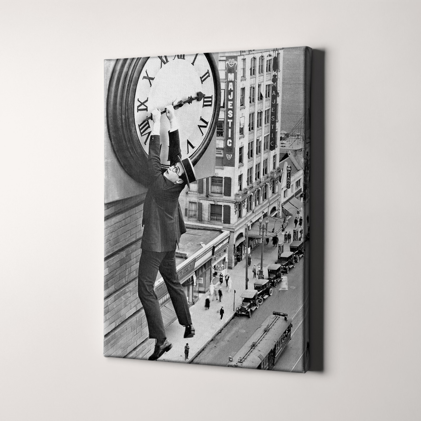 Safety Last Harold Lloyd 1920s Movies Man Hang Off Clock Canvas Wall Art Print