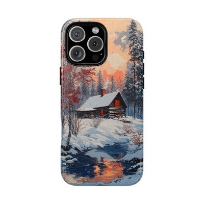 Phone Ink - iPhone/Galaxy/Pixel Case - Calm Winter Snowy Cabin