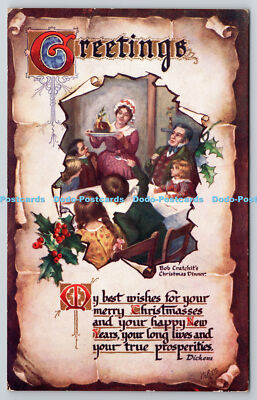 R771180 Grüße Bob Cratchit Weihnachtsessen Raphael Tuck and Sons Oilette Po