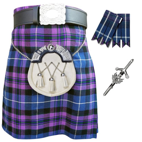 Prince Charlie Abrigo Kilts Chaqueta con Chaleco Tradicional Utilidad Tartán Juego de 9 piezas - Imagen 28 de 43