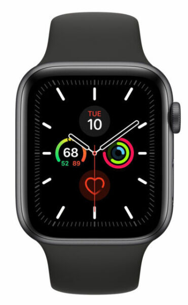 Apple Watch Series 44mm Space Gray Aluminum Case with Black Sport Band  S/M  M/L (GPS Cellular) (MWW12LL/A) for sale online eBay