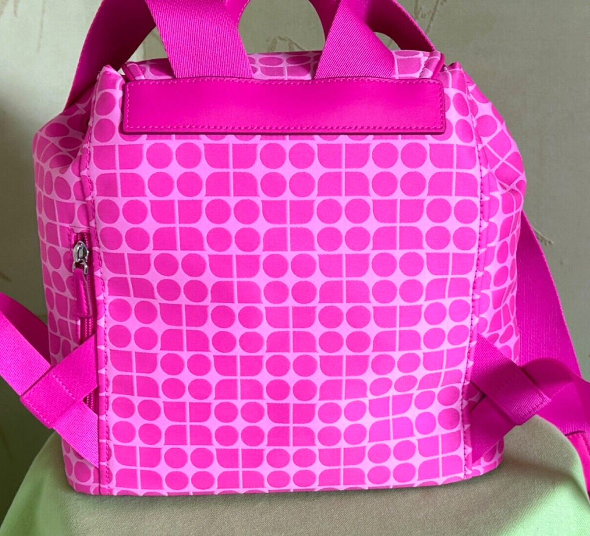 ♠️kate spade Noel Print Jacquard Backpack, Vivid Snapdragon Pink NWT Kate Spade New York Chelsea Gingham Check Print Nylon Medium  main image 2