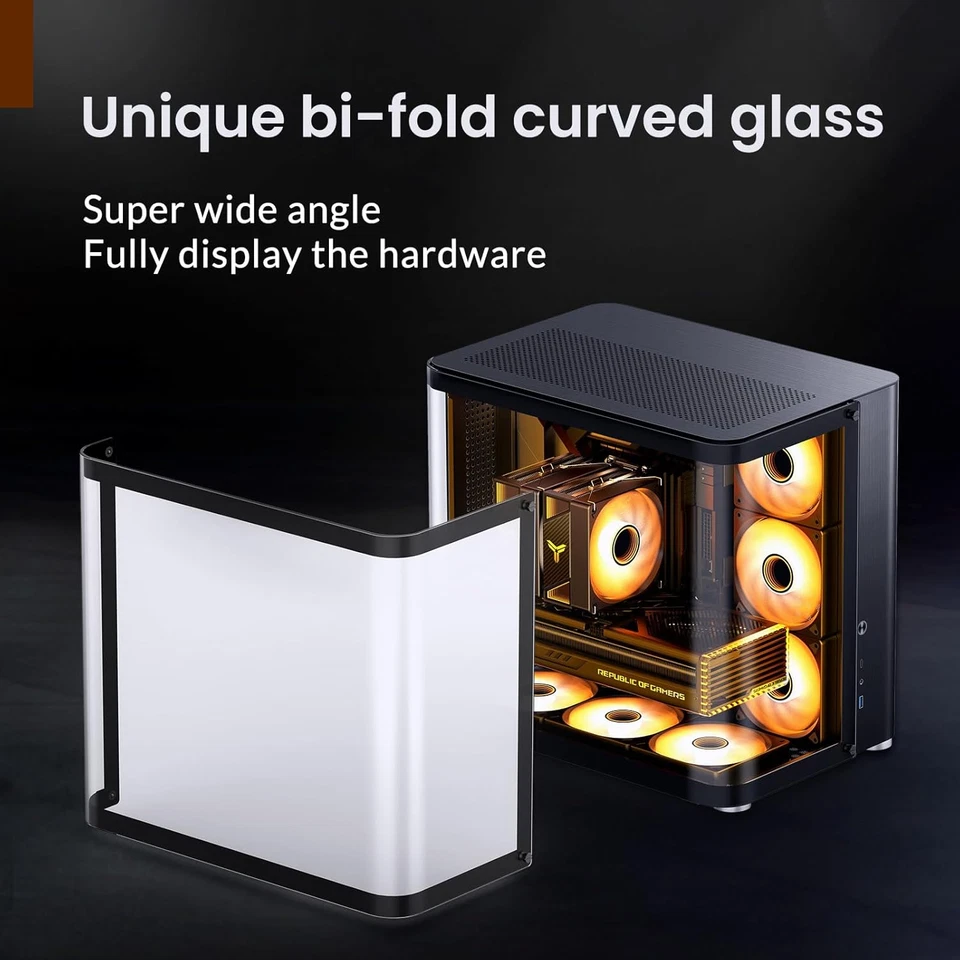 TK-2 Black ATX Mid-Tower Pc Case,Hyperboloid Glass Design, Separated Cabinet Str - Image 2 of 4