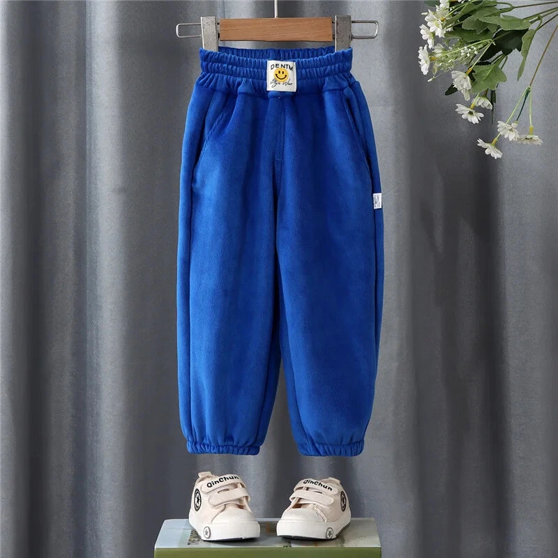 Winter Boys Thick Pants Kids Plus Velvet Warm Cotton Casual Sports Pants 2-12Y - Image 3 of 4