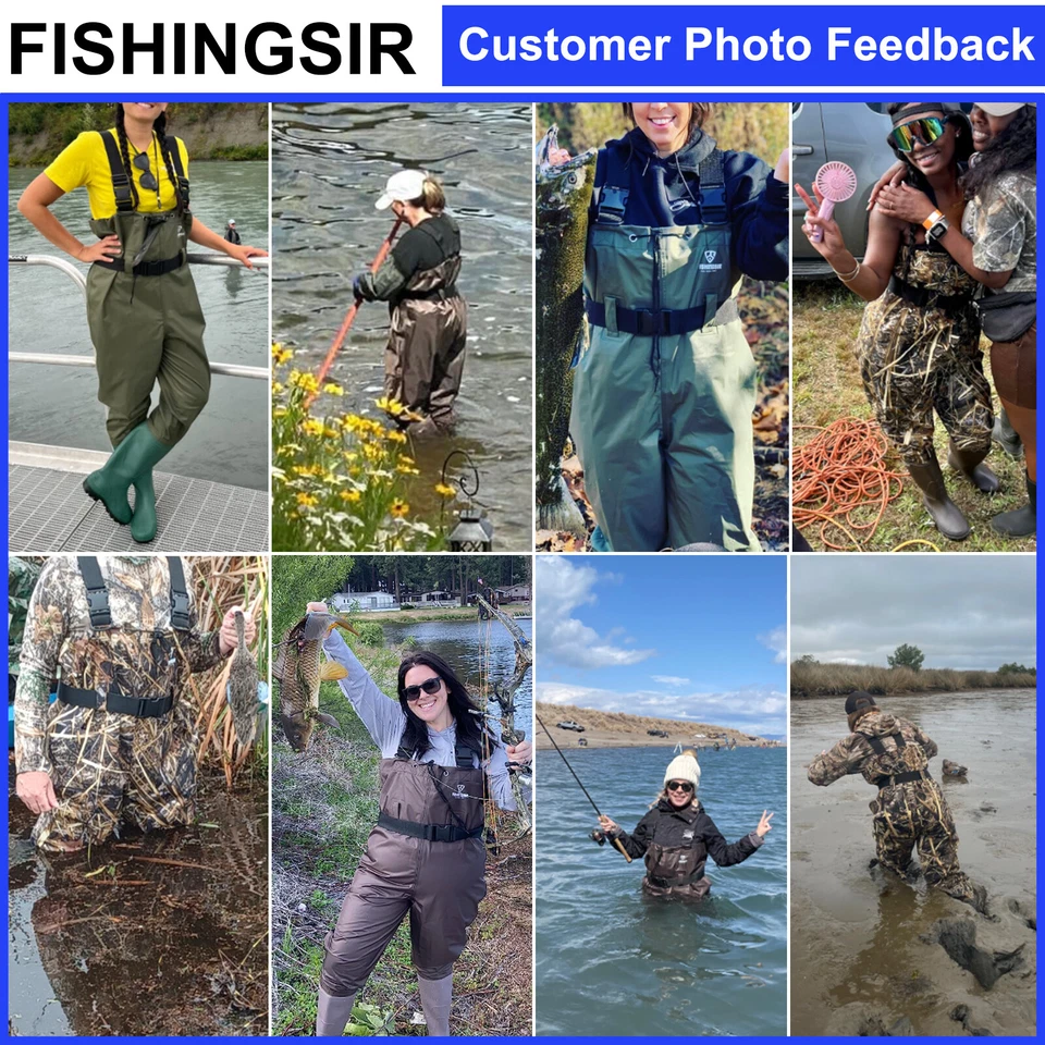 HISEA Unisex Fishing Chest Waders Cleated Bootfoot Waterproof Hunting Work Wader - Image 2 of 4