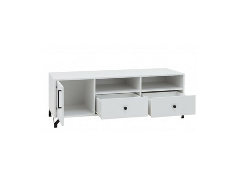 Fernsehschrank BERGEN BE8 Unterschrank Lowboard 2 Schubladen 1 Tür Weiß 140 cm - Bild 2 von 8