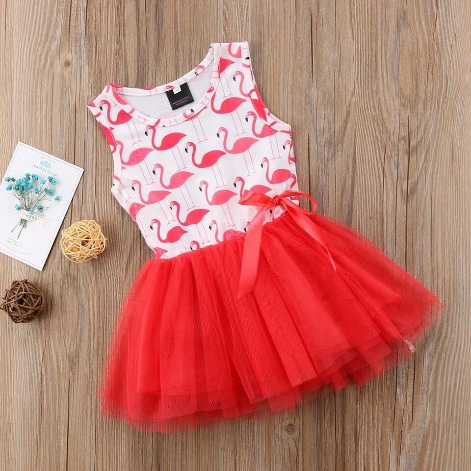 NEW Girl's Pink Flamingo Print Tutu Dress