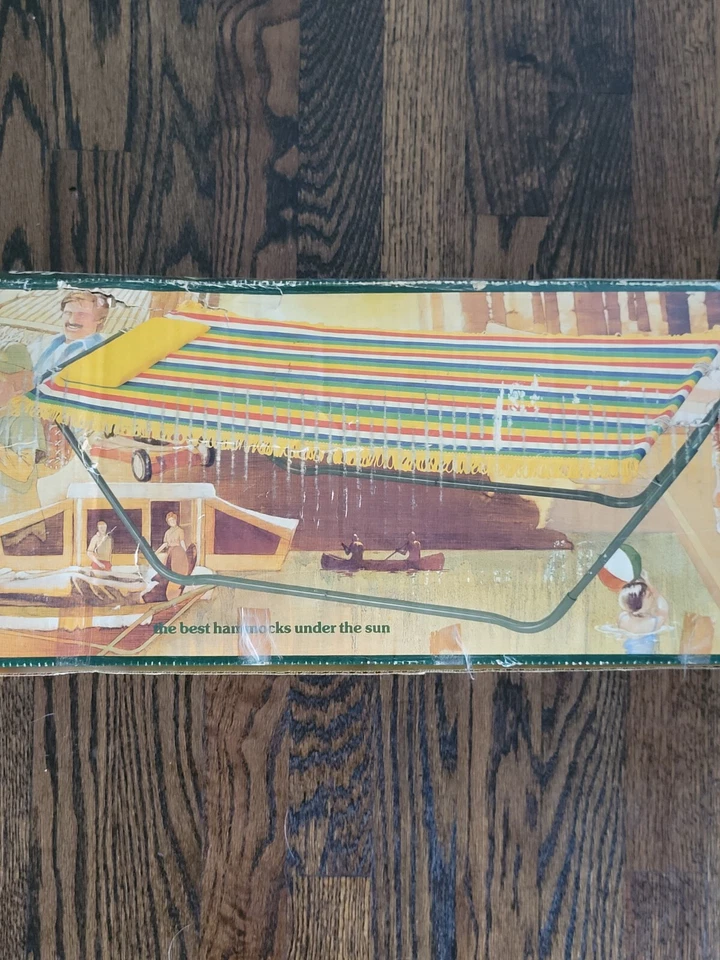 Vintage Retro Algoma Net Co. 4 Pt. Leisure Time Hammock Buttercup Yellow ☆ NEW ☆ - Image 3 of 4