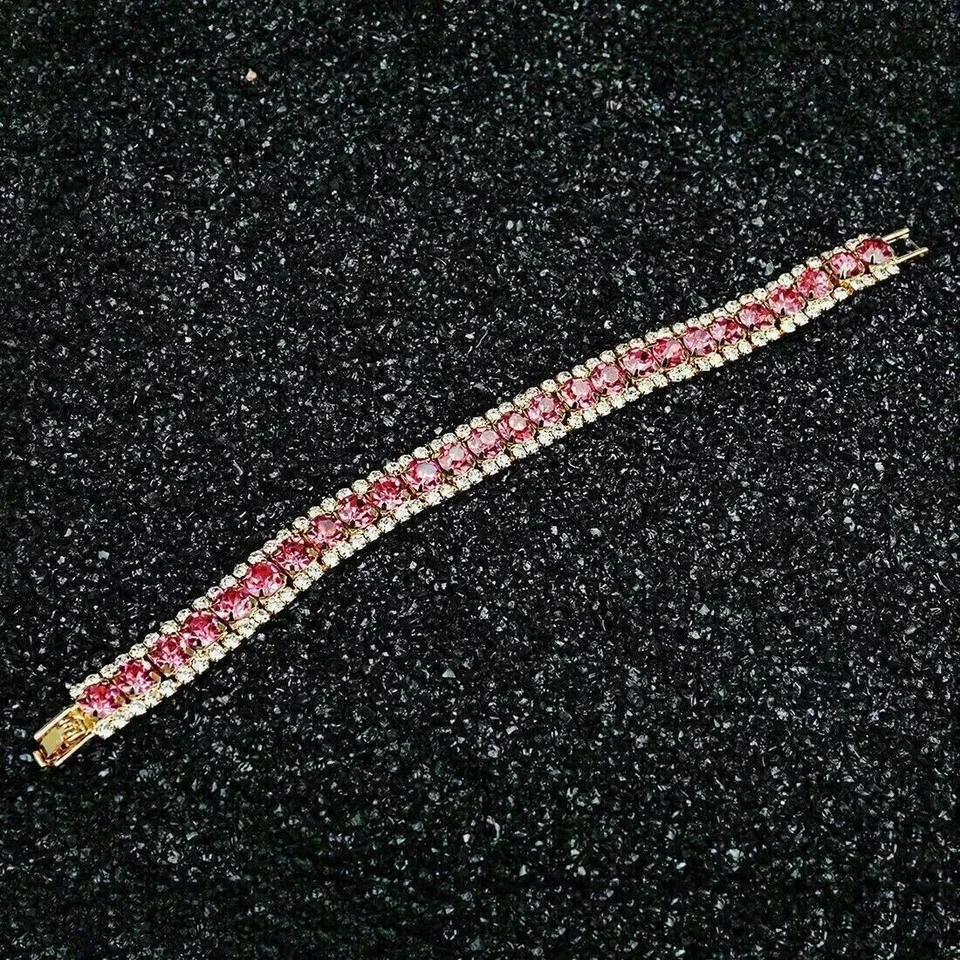 7 Ct Round Cut Lab Created Red Ruby Women's Bracelet Gift 14K Yellow Gold Plated - Image 4 of 4