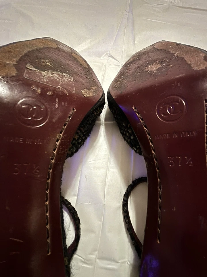 Chanel Tobillo T Correa Tacones Gorra Puntera Sandalias Talla Italia 37 EE. UU. 7 Foto 2 de 4