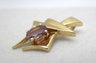 Heavy 14K Yellow Gold Amethyst Geometric Pendant [P59] — photo 5