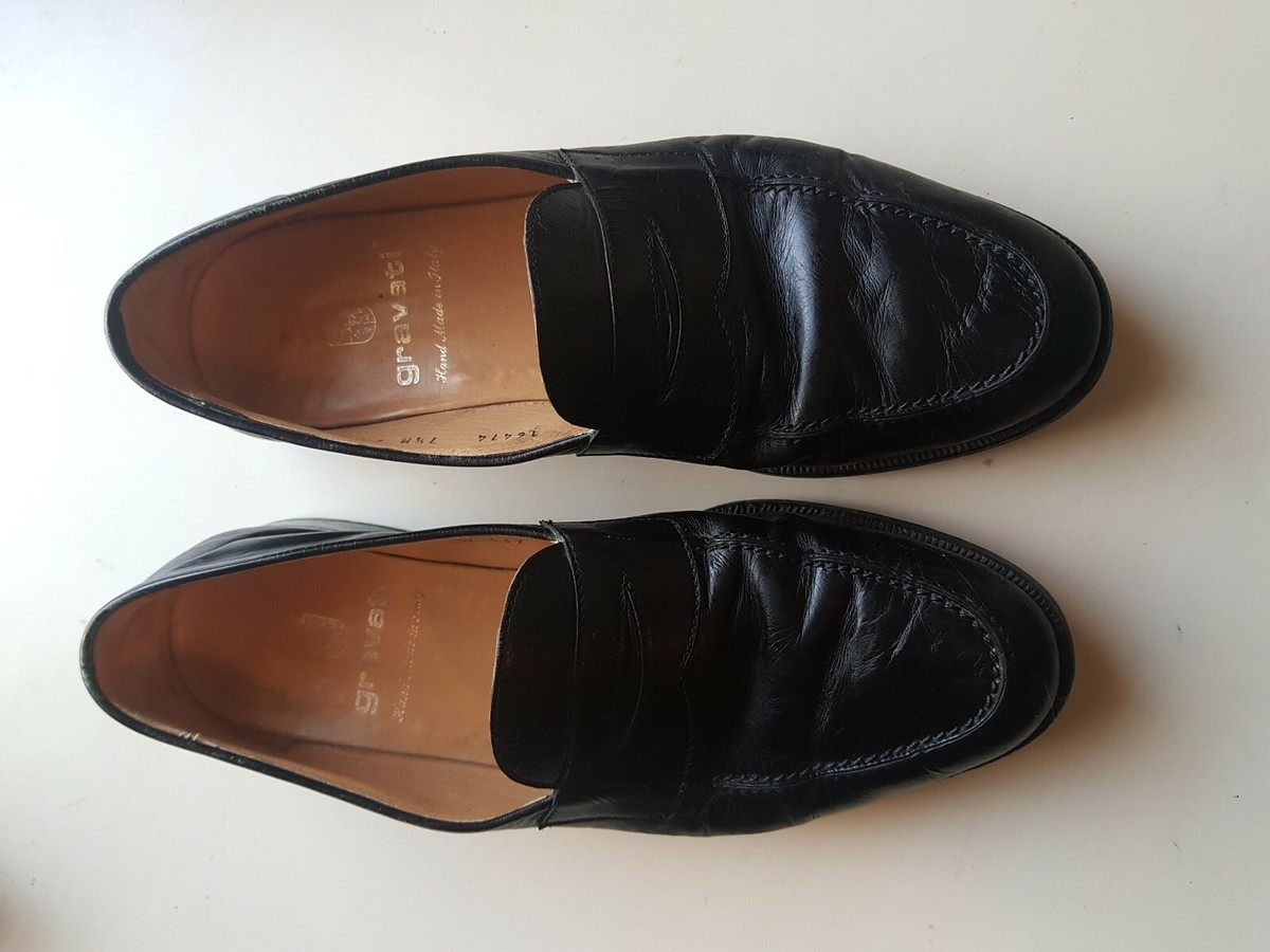 Gravati Hand Made in Italy Dress Shoes Black Loafers sz 7 1  display picture 2