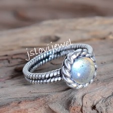 Blue Fire Labradorite Gemstone 925 Sterling Silver Ring Women Gift Jewellery