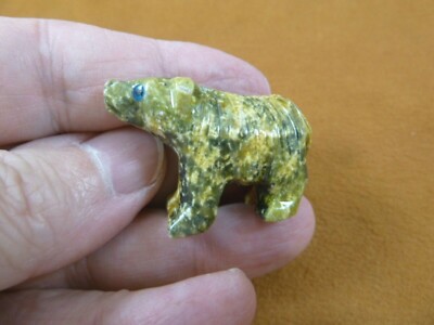 (Y-BEA-106) little Bear cub Green Serpentine GEMSTONE carving stone PERU bears