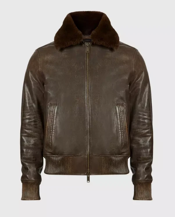 Brand New John Varvatos Tommy Bomber Removable Shearling Collar