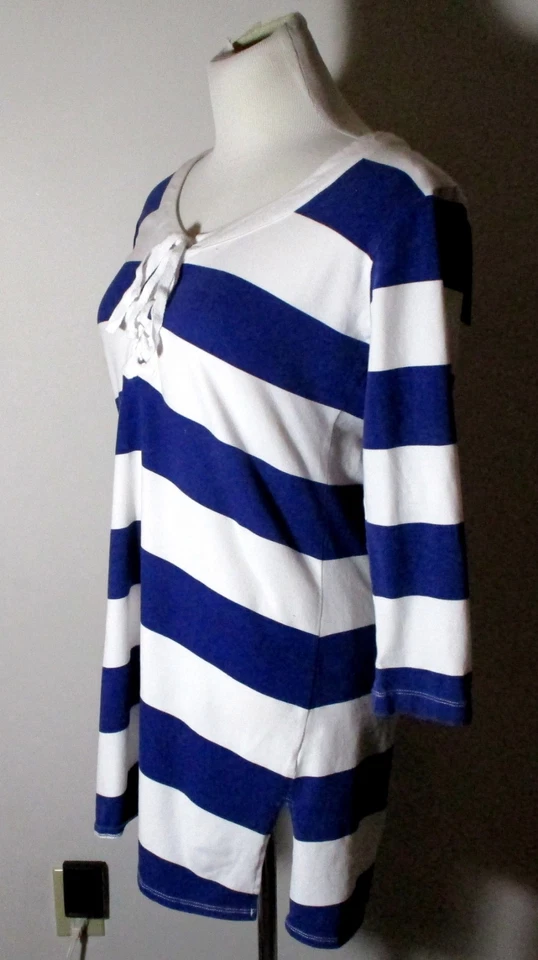 TOMMY BAHAMA Blue White 3/4 Sleeve Top Size XS — 第 4/4 张图片
