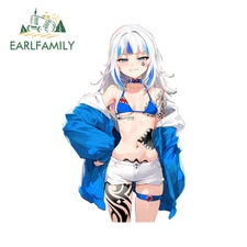 EARLFAMILY 5.1" Gawr Gura Car Stickers Personality Electric-Bicycle Host Decals